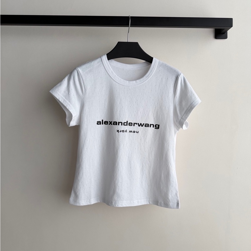 Alexander Wang White Tee with Black Logo - Picture 1 of 6
